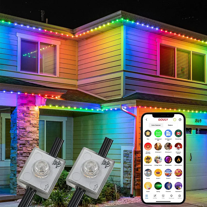 IP68 Outdoor Waterproof Eave Light RGBW Smart Chasing LED Permanent Pixel Light